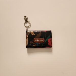 Sakroots Black Floral Key & Card Holder with Key Ring